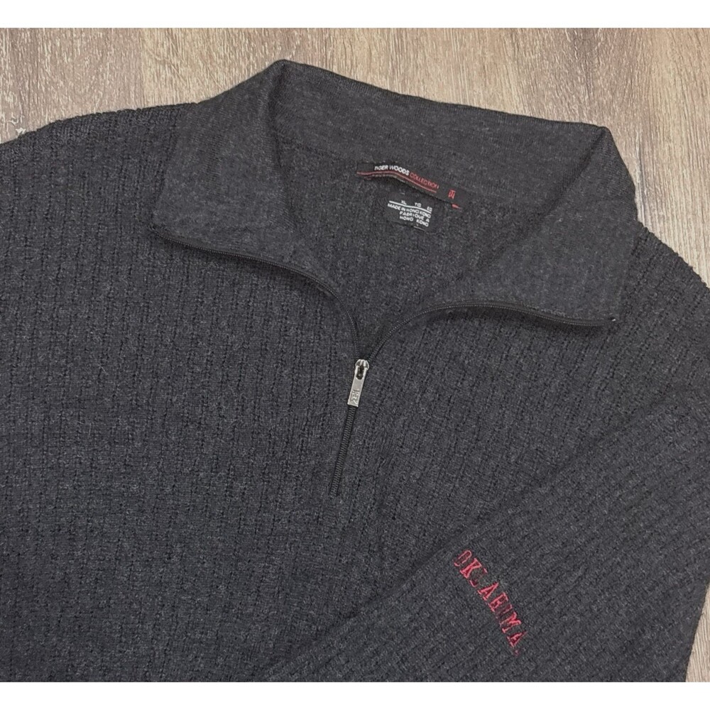 Vintage Nike Tiger Woods Charcoal Wool 1/4 Zip Golf Sweater XL